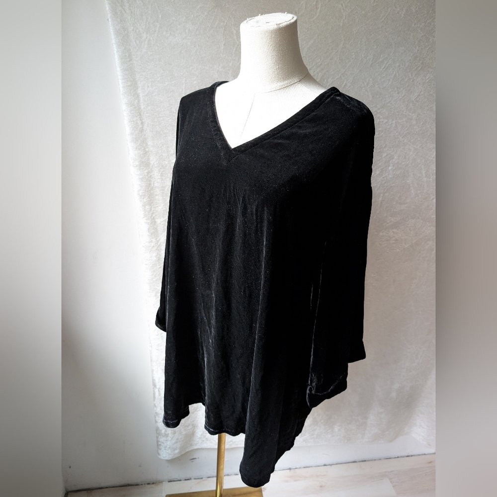 J Jill Rayon Silk Tunic V-neck Shirt Long